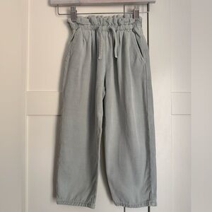 Zara Girls Light Blue Gray Elastic-Waist Drawstring Paper Bag Pants Size 6